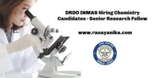 DRDO INMAS Hiring Chemistry Candidates - Senior Research Fellow