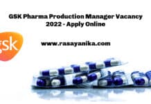 GSK Pharma Production Manager Vacancy 2022 - Apply Online