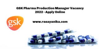 GSK Pharma Production Manager Vacancy 2022 - Apply Online