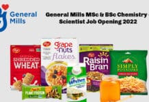 General Mills MSc & BSc Chemistry - Scientist Job Opening 2022