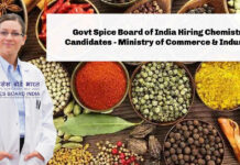 Govt. of India Spice Board Hiring Chemistry Candidates - Ministry of Commerce & Industry