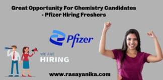 Great Opportunity For Chemistry Candidates - Pfizer Hiring Freshers
