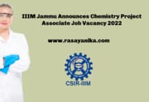 IIIM Jammu Announces Chemistry Project Associate Job Vacancy 2022