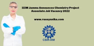 IIIM Jammu Announces Chemistry Project Associate Job Vacancy 2022