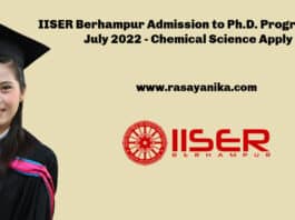 IISER Berhampur Admission to Ph.D. Programme - July 2022 Session - Chemical Science Apply