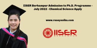IISER Berhampur Admission to Ph.D. Programme - July 2022 Session - Chemical Science Apply