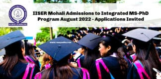IISER Mohali Admissions to Integrated MS-PhD Program August 2022 - Applications Invited
