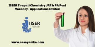 IISER Tirupati Chemistry JRF & PA Post Vacancy - Applications Invited