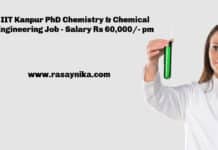 IIT Kanpur PhD Chemistry & Chemical Engineering Job - Salary Rs 60,000/- pm