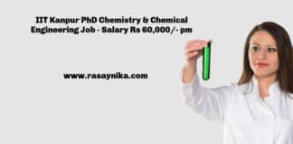 IIT Kanpur PhD Chemistry & Chemical Engineering Job - Salary Rs 60,000/- pm