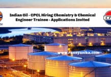 Indian Oil - CPCL Hiring Chemistry & Chemical Engineer Trainee - Applications Invited