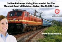 Indian Railways Hiring Pharmacist For The Mumbai Central Division - Salary Rs.54,952/- pm