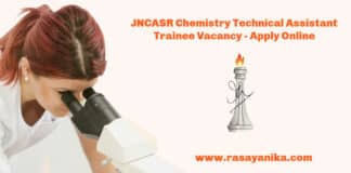 JNCASR Chemistry Technical Assistant Trainee Vacancy - Apply Online