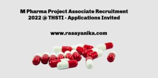 M Pharma Project Associate Recruitment 2022 @ THSTI - Applications Invited