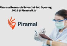 M Pharma Research Scientist Job Opening 2022 @ Piramal Ltd