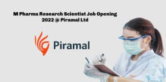 M Pharma Research Scientist Job Opening 2022 @ Piramal Ltd