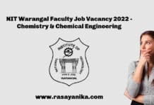 NIT Warangal Faculty Job Vacancy 2022 - Chemistry & Chemical Engineering