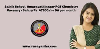 PGT Chemistry Vacancy 2022 - Salary Rs. 47600/- + DA per month