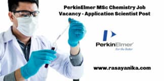 PerkinElmer MSc Chemistry Job Vacancy - Application Scientist Post