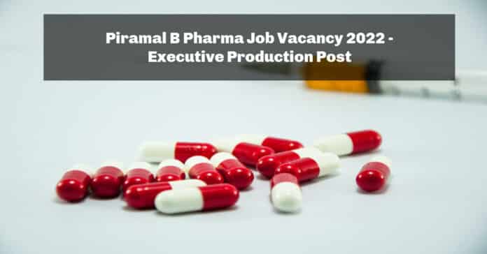 Piramal B Pharma Job Vacancy 2022 - Executive Production Post