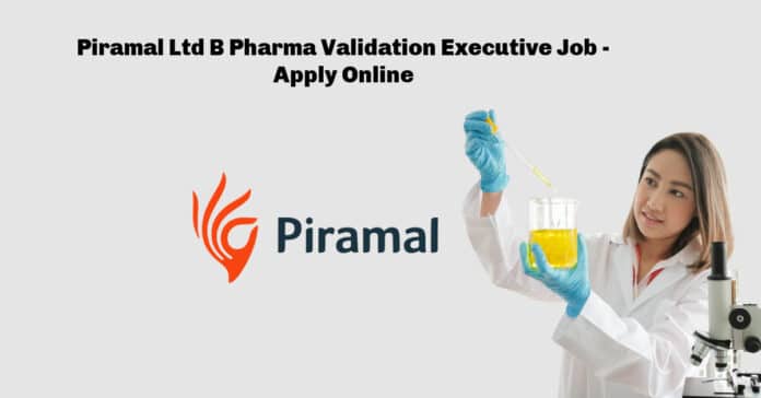 Piramal Ltd B Pharma Validation Executive Job - Apply Online
