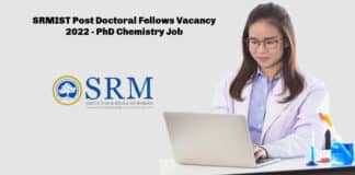 SRMIST Post Doctoral Fellows Vacancy 2022 - PhD Chemistry Job