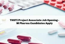 THSTI Project Associate Job Opening - M Pharma Candidates Apply