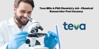Teva MSc & PhD Chemistry Job - Chemical Researcher Post Vacancy