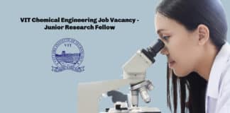 VIT Chemical Engineering Job Vacancy - Junior Research Fellow