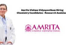 Amrita Vishwa Vidyapeetham Hiring Chemistry Candidates - Research Assistant