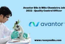 Avantor BSc & MSc Chemistry Job 2022 - Quality Control Officer