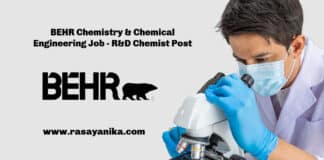 BEHR Chemistry & Chemical Engineering Job - R&D Chemist Post