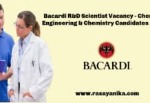 Bacardi R&D Scientist Vacancy - Chemical Engineering & Chemistry Candidates Apply