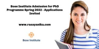 Bose Institute Admission for PhD Programme Spring 2022 - Applications Invited