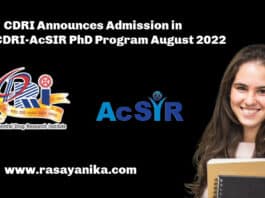CDRI Announces Admission in CSIR-CDRI-AcSIR PhD Program August 2022
