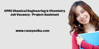 CPRI Chemical Engineering & Chemistry Job Vacancy - Project Assistant