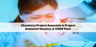 Chemistry Project Associate & Project Assistant Vacancy @ IISER Pune