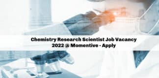 Chemistry Research Scientist Job Vacancy 2022 @ Momentive - Apply