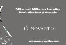 D Pharma & M Pharma Executive Production Post @ Novartis