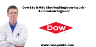 Dow BSc & MSc Chemical Engineering Job - Automation Engineer
