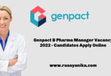 Genpact B Pharma Manager Vacancy 2022 - Candidates Apply Online