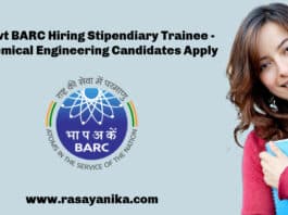 Govt BARC Hiring Stipendiary Trainee - Chemical Engineering Candidates Apply