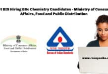 Govt BIS Hiring BSc Chemistry Candidates - Ministry of Consumer Affairs, Food and Public Distribution