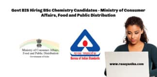 Govt BIS Hiring BSc Chemistry Candidates - Ministry of Consumer Affairs, Food and Public Distribution
