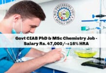 Govt CIAB PhD & MSc Chemistry Job - Salary Rs. 47,000/-+16% HRA