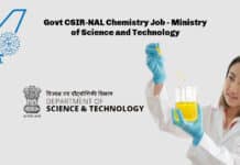 Govt CSIR-NAL Chemistry Job - Ministry of Science and Technology