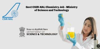 Govt CSIR-NAL Chemistry Job - Ministry of Science and Technology