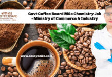 Govt Coffee Board MSc Chemistry Job - Ministry of Commerce & Industry