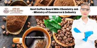 Govt Coffee Board MSc Chemistry Job - Ministry of Commerce & Industry