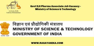 Govt ILS Pharma Associate Job Vacancy - Ministry of Science & Technology